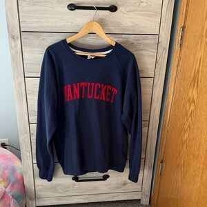 Navy Sweatshirt with Red Nantucket Print
